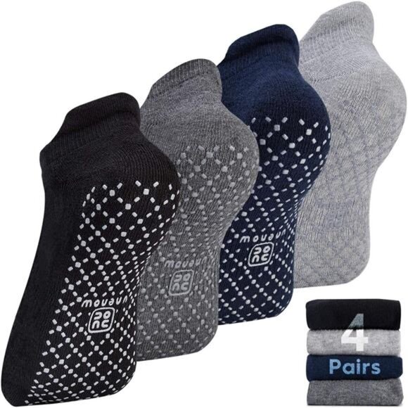 Unisex Non Slip Grip Socks with Cushion for Yoga Pilates Barre Home & Hospital - Picture 1 of 8